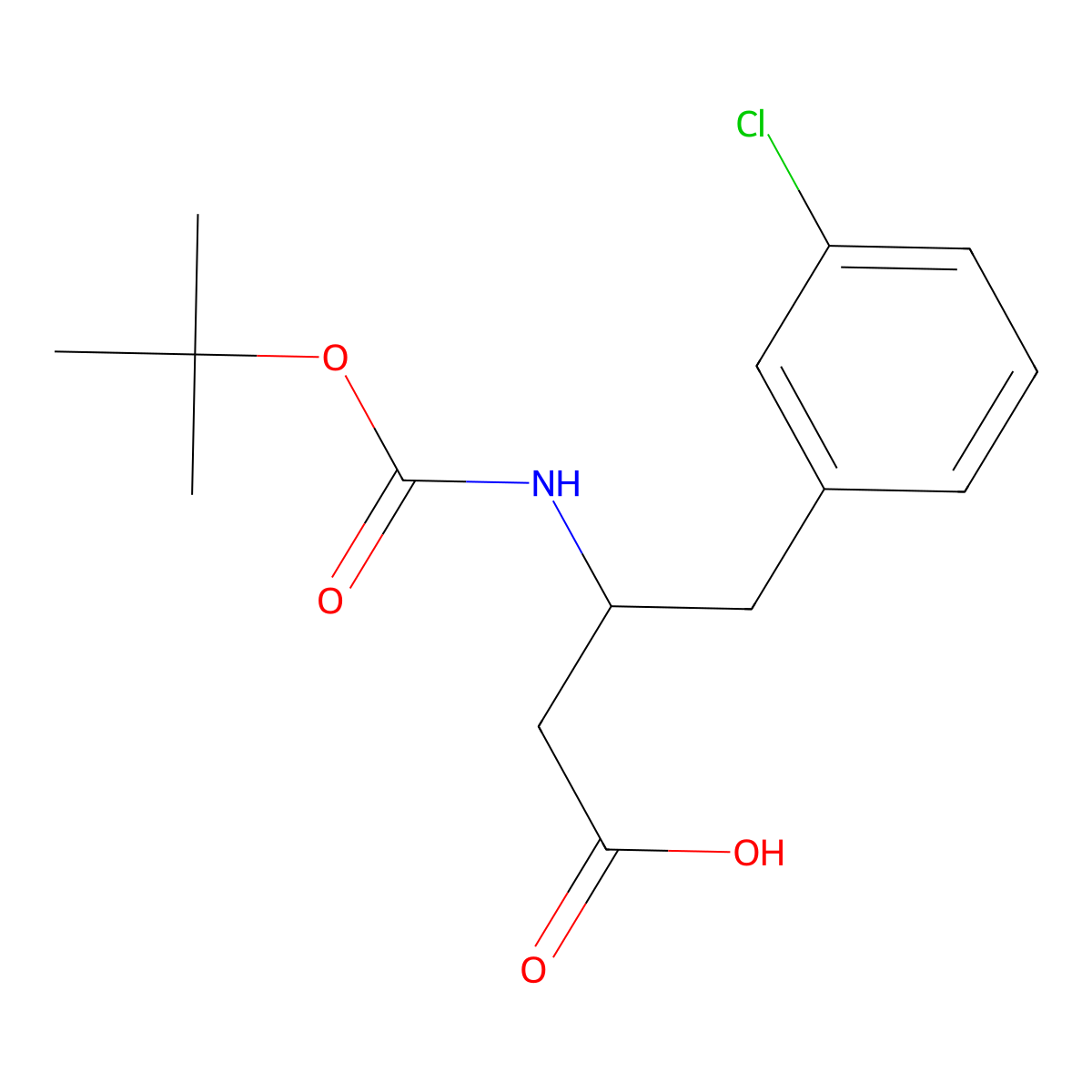 (S)-3-(Boc-amino)-4-(3-chlorophenyl)butyric acid molecular structure, CAS 270596-39-9