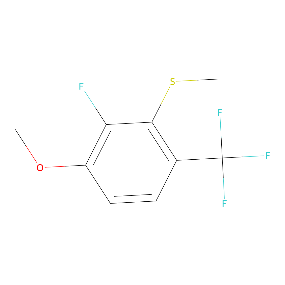 (2-Fluoro-3-methoxy-6-(trifluoromethyl)phenyl)(methyl)sulfane molecular structure, CAS 2705984-74-1