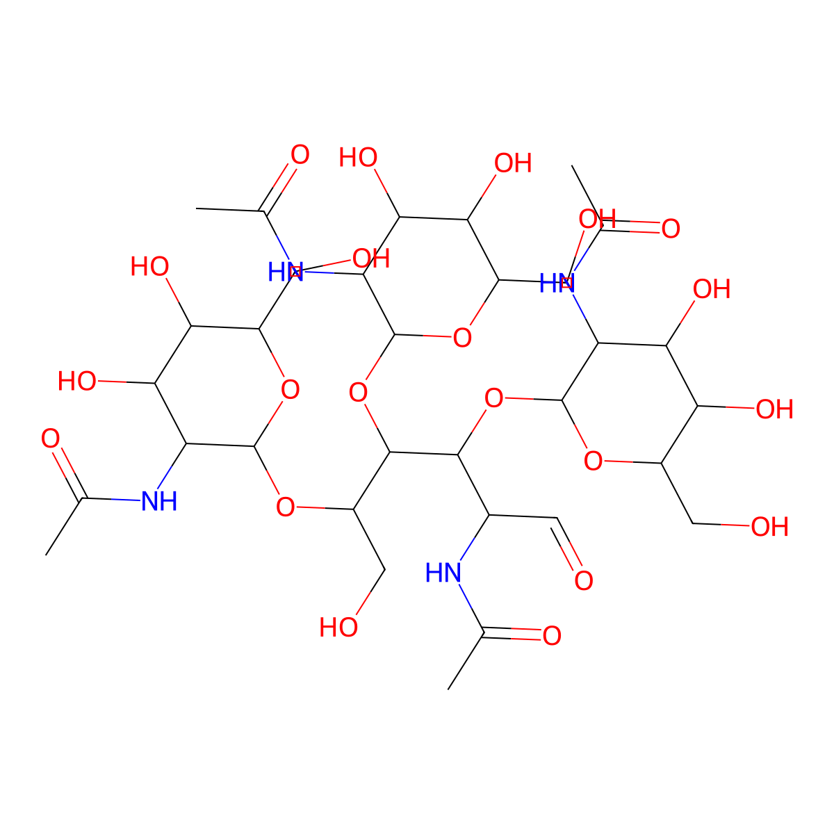 tetra-N-acetylchitotetraose molecular structure, CAS 2706-65-2