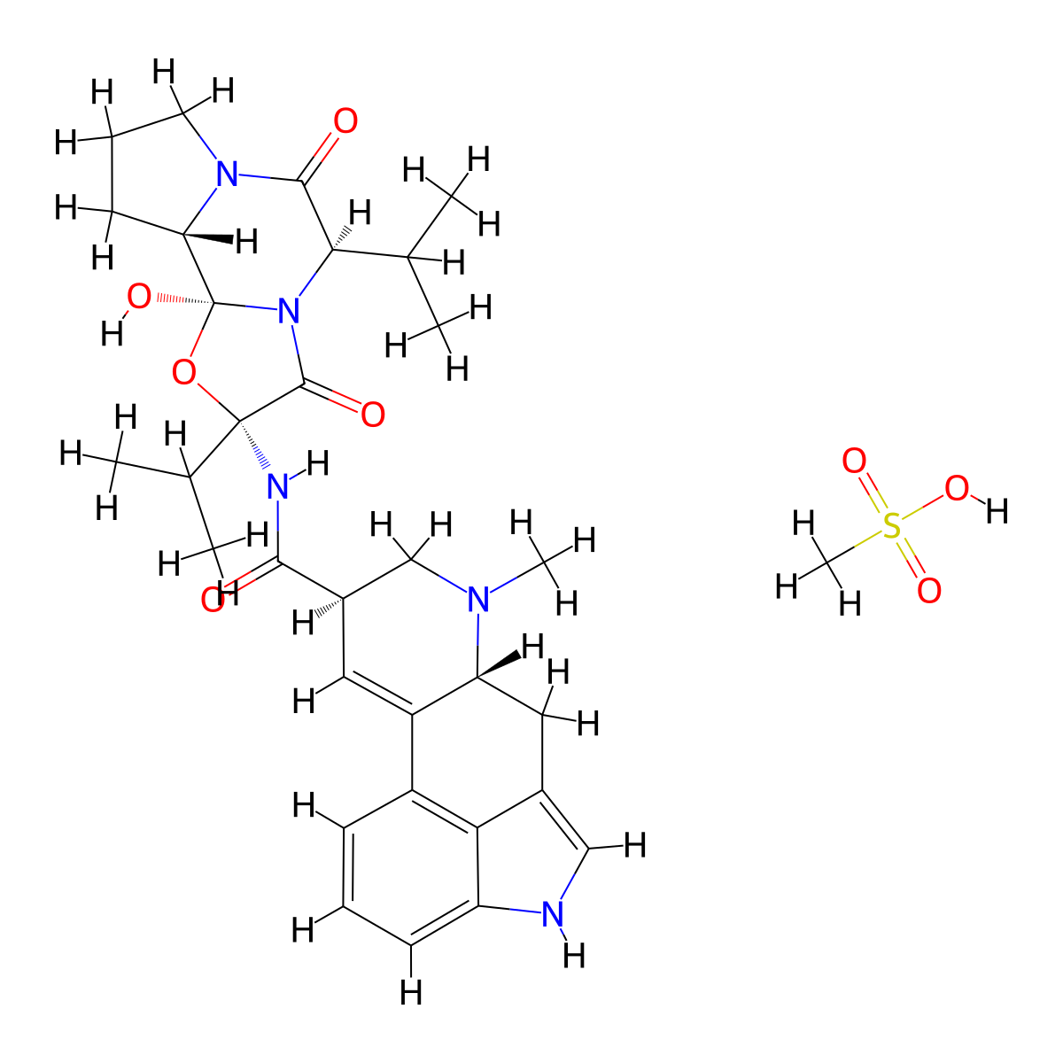 Ergocornine mesylate molecular structure, CAS 2706-67-4