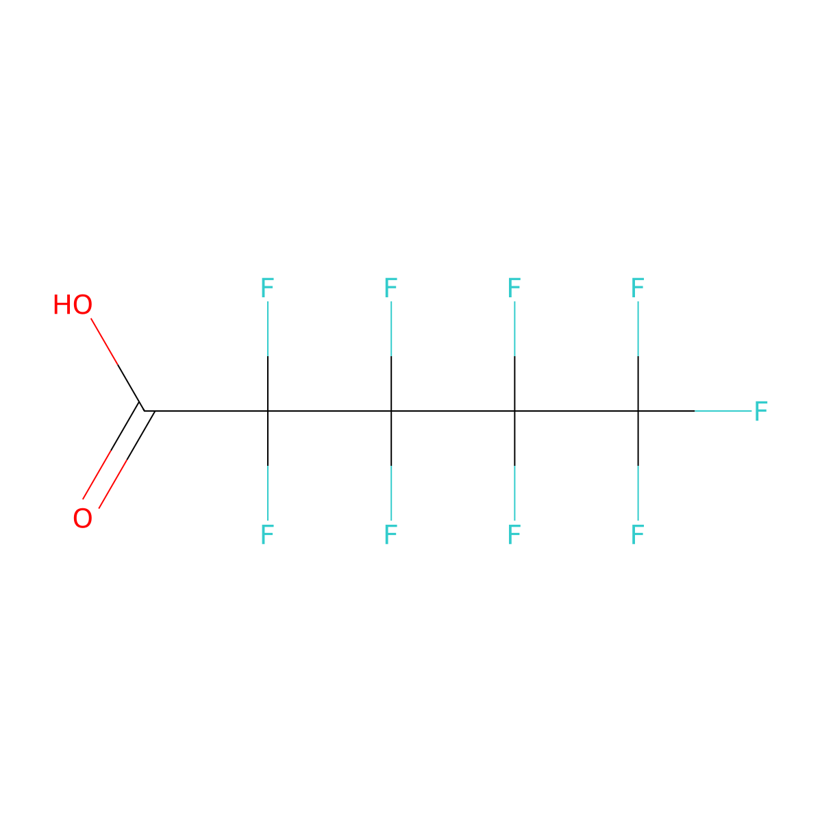 Perfluoropentanoic acid molecular structure, CAS 2706-90-3