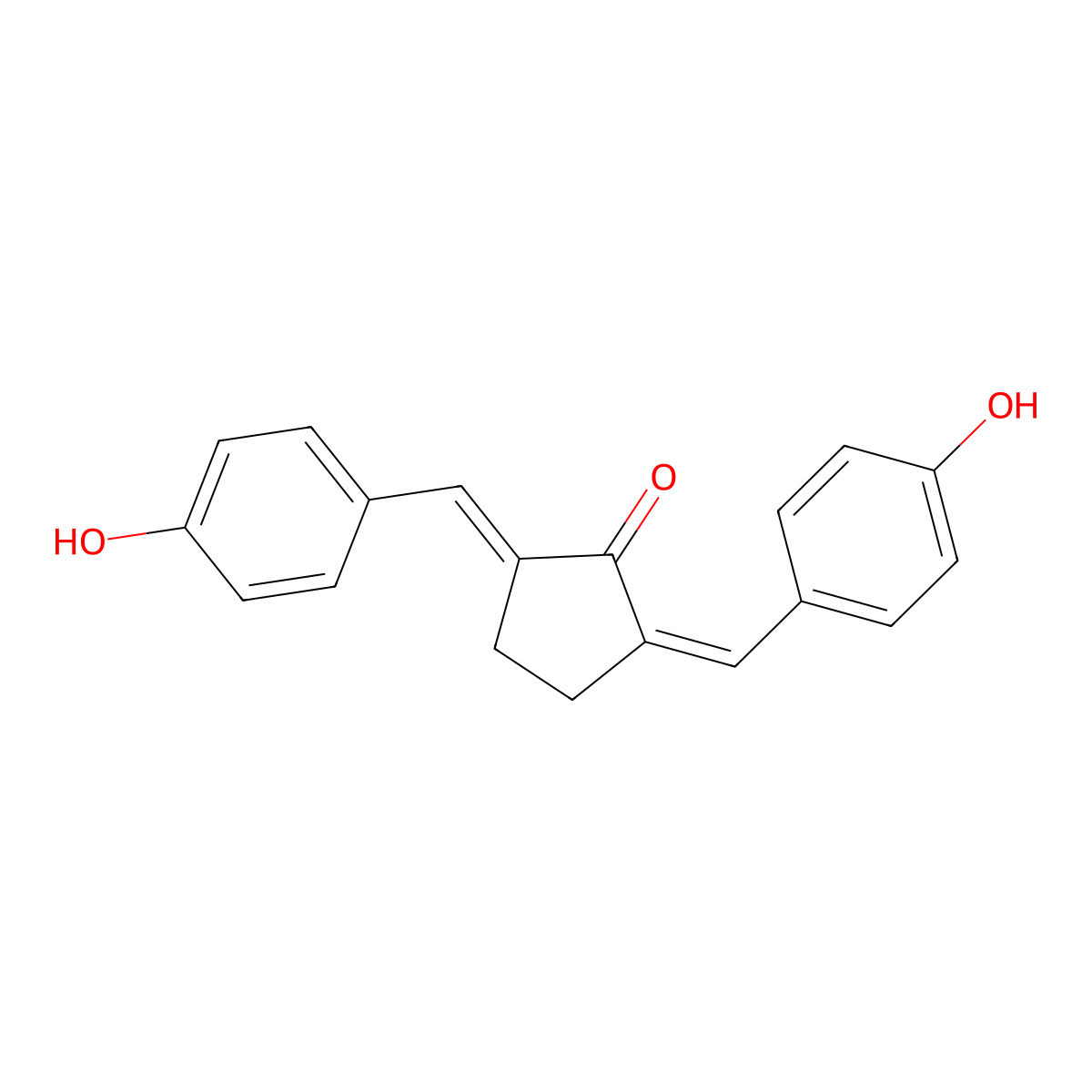 Cyclopentanone, 2,5-bis[(4-hydroxyphenyl)methylene]- molecular structure, CAS 27060-66-8