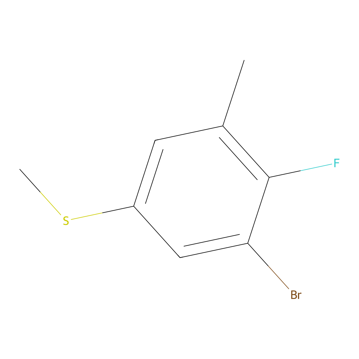 (3-Bromo-4-fluoro-5-methylphenyl)(methyl)sulfane molecular structure, CAS 2706032-18-8