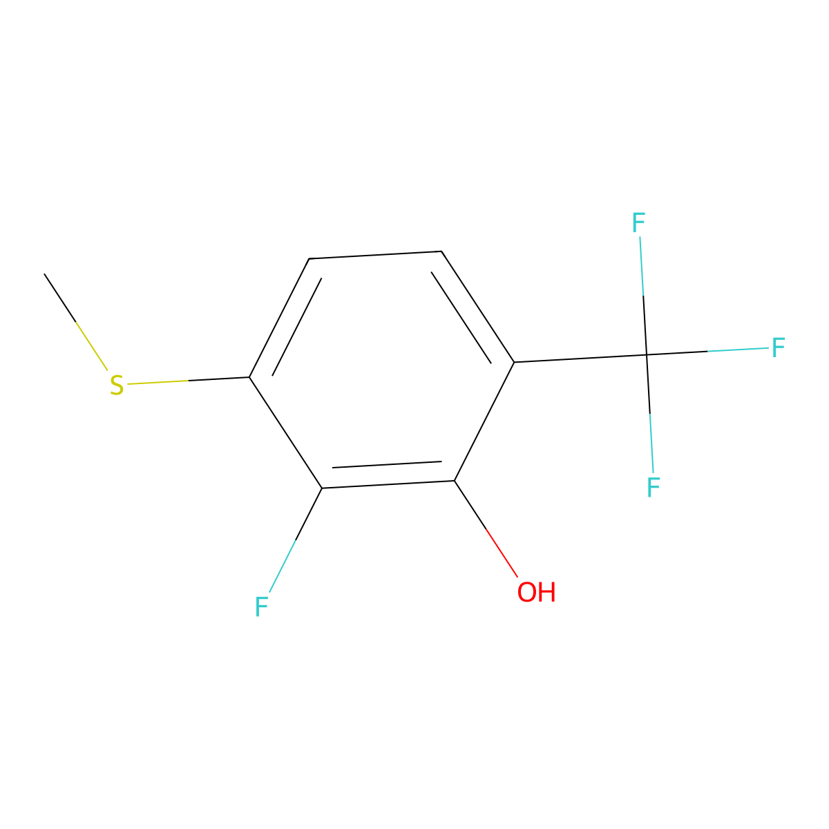 2-Fluoro-3-(methylthio)-6-(trifluoromethyl)phenol molecular structure, CAS 2706117-75-9