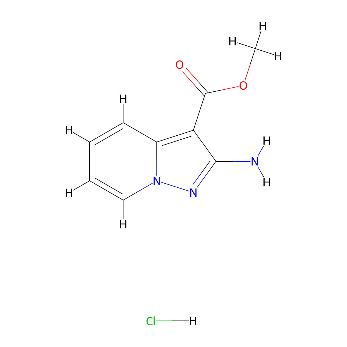 Methyl 2-aminopyrazolo[1,5-a]pyridine-3-carboxylate hydrochloride molecular structure, CAS 2706174-60-7