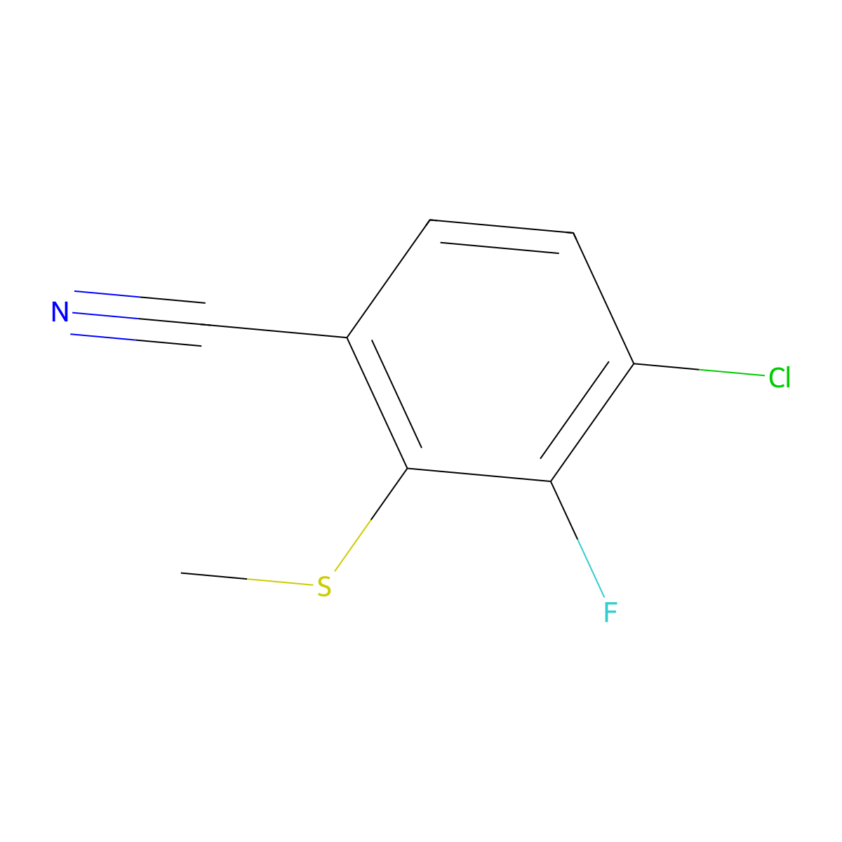 4-Chloro-3-fluoro-2-(methylthio)benZonitrile molecular structure, CAS 2706202-06-2