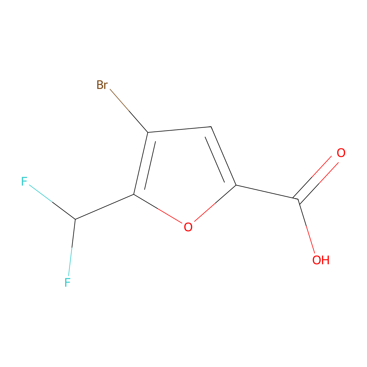 4-Bromo-5-(difluoromethyl)furan-2-carboxylic acid molecular structure, CAS 2706261-11-0
