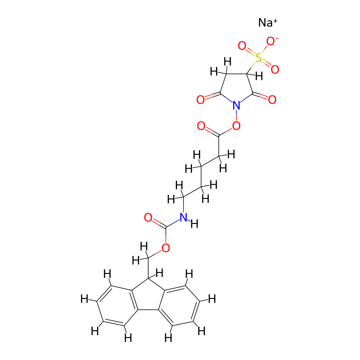 Fmoc-NH-pentanoic acid-NHS-SO3Na molecular structure, CAS 2706304-99-4