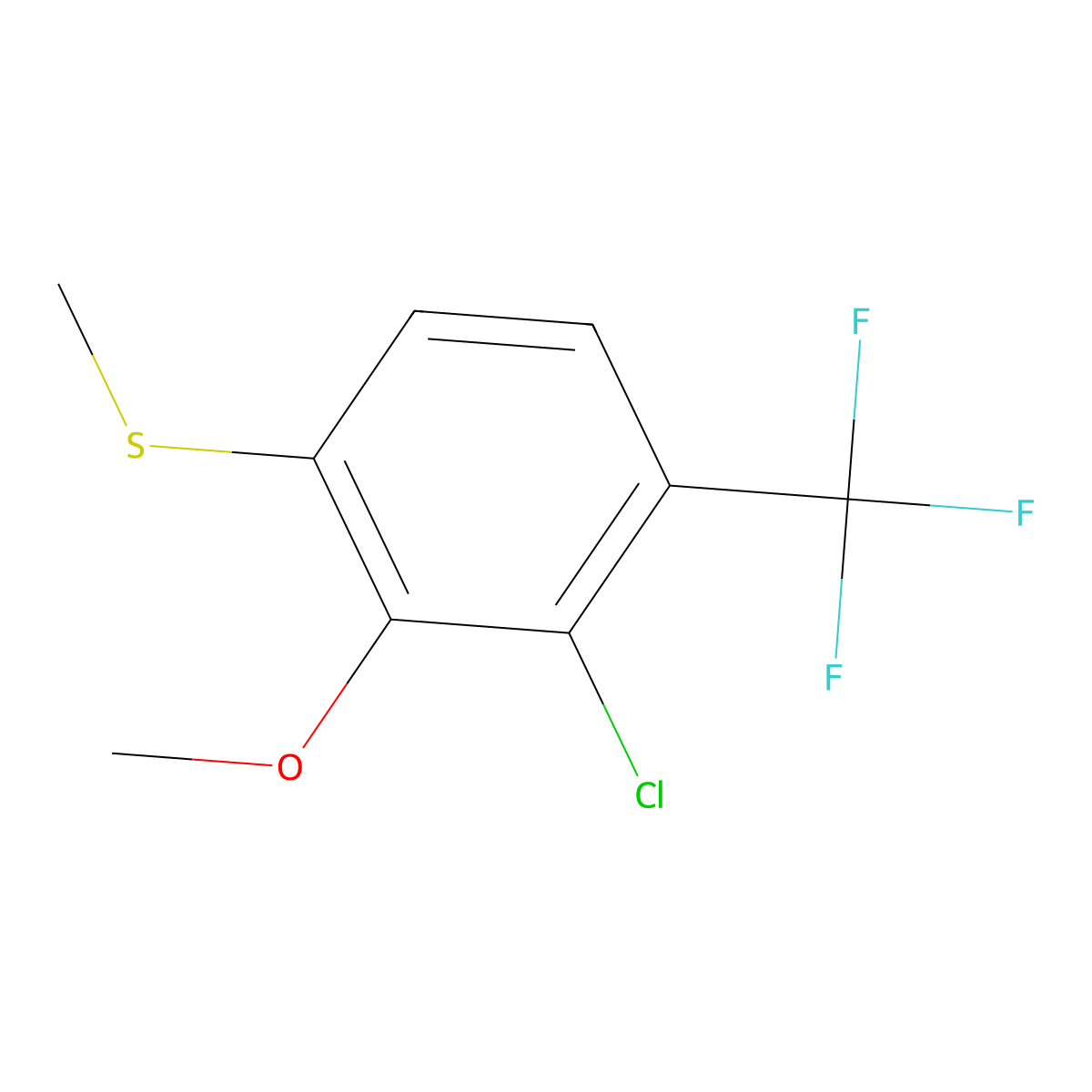 2-Chloro-3-methoxy-4-(methylthio)-1-(trifluoromethyl)benzene molecular structure, CAS 2706344-27-4