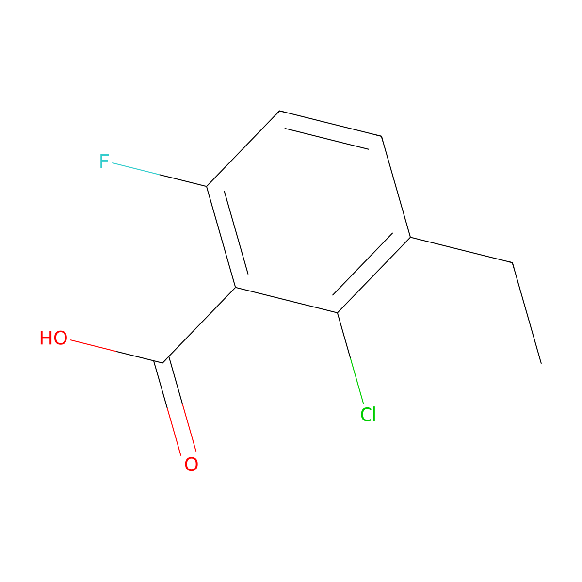 2-Chloro-3-ethyl-6-fluorobenzoic acid molecular structure, CAS 2706347-32-0