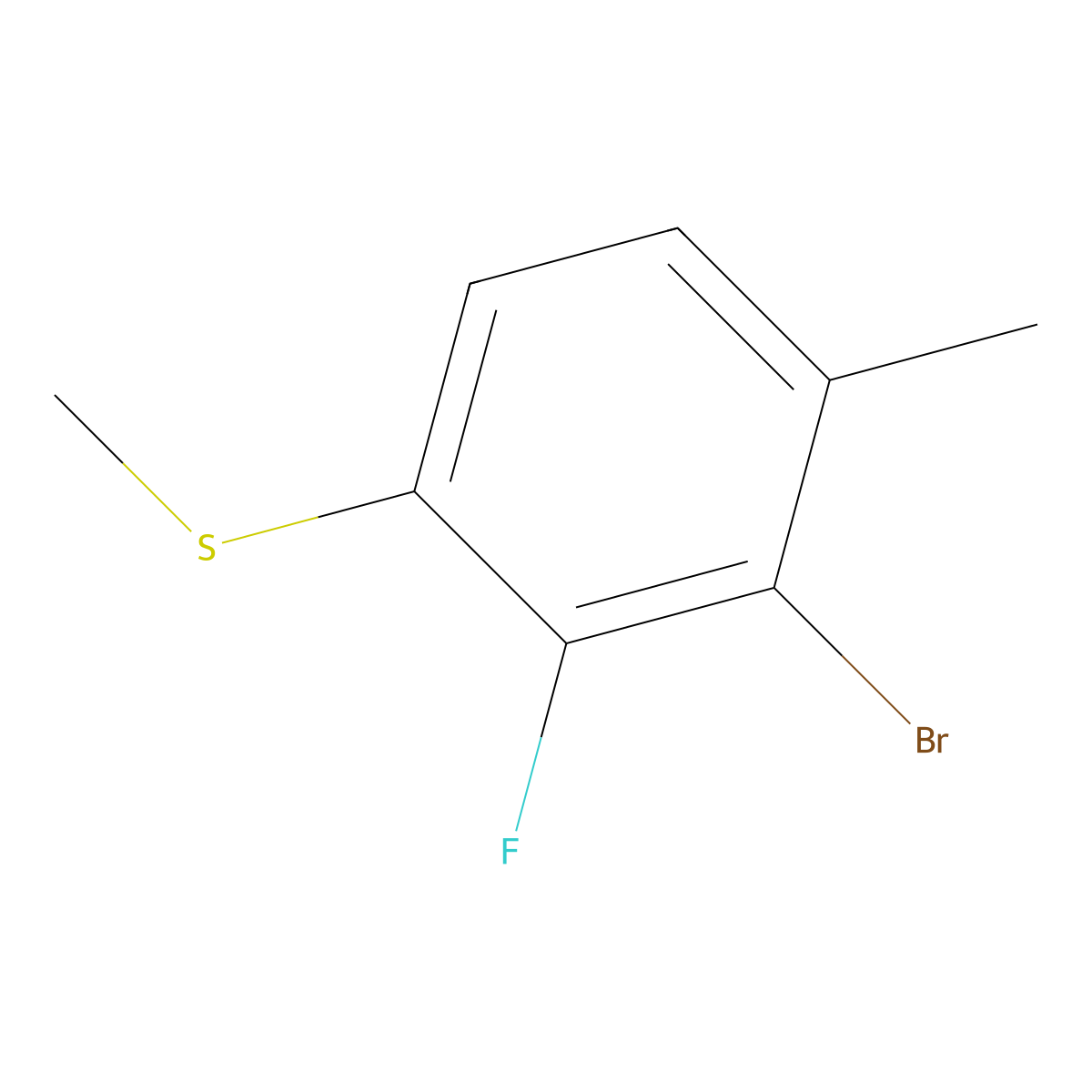 (3-Bromo-2-fluoro-4-methylphenyl)(methyl)sulfane molecular structure, CAS 2706348-15-2
