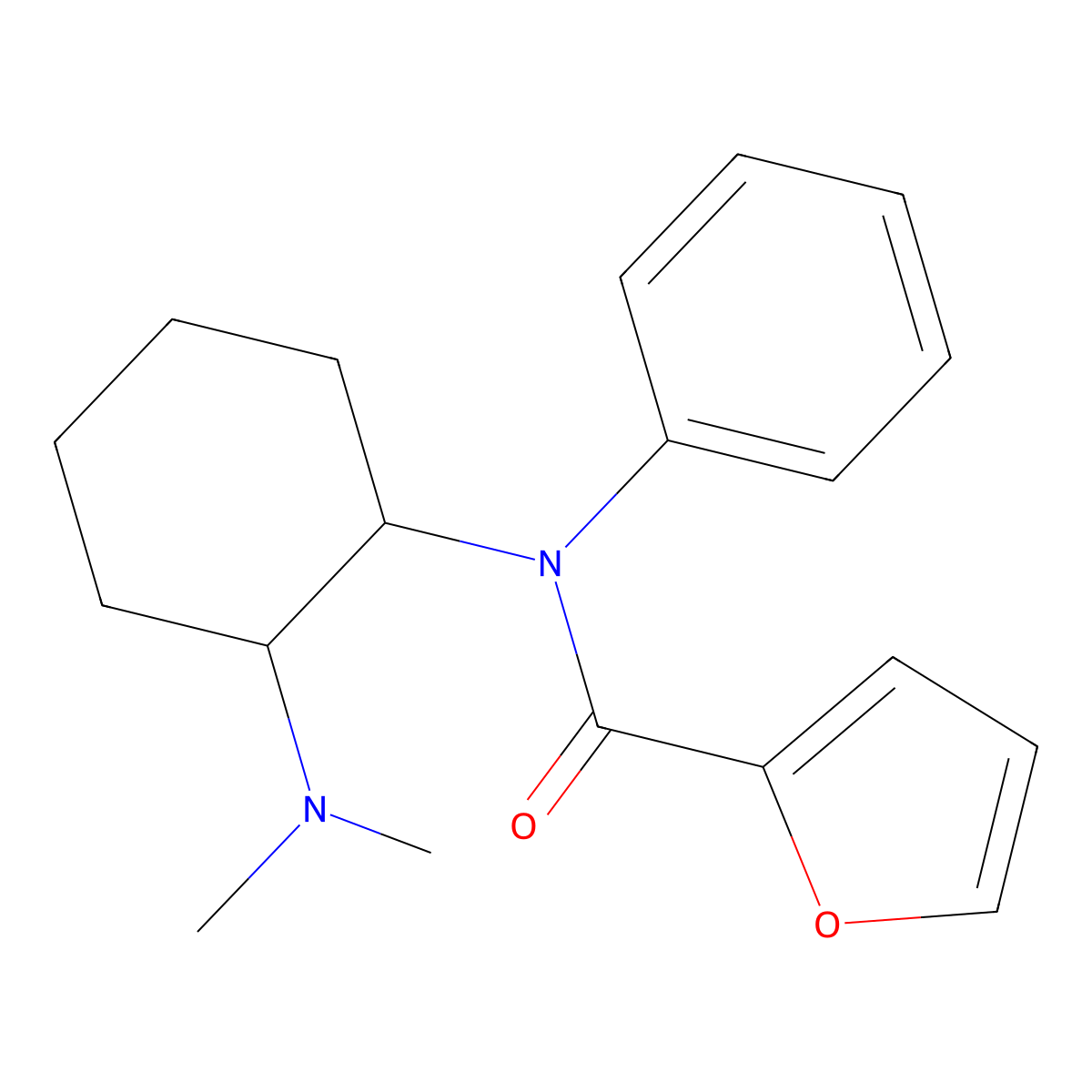 rel-N-[(1R,2R)-2-(Dimethylamino)cyclohexyl]-N-phenylfuran-2-carboxamide molecular structure, CAS 2706404-02-4