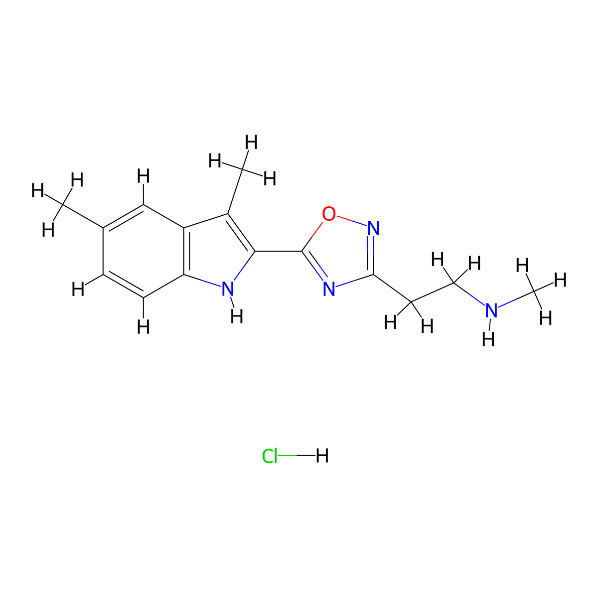 [2-[5-(3,5-Dimethyl-1H-indol-2-YL)-1,2,4-oxadiazol-3-YL]ethyl]methylamine hydrochloride molecular structure, CAS 2706485-81-4