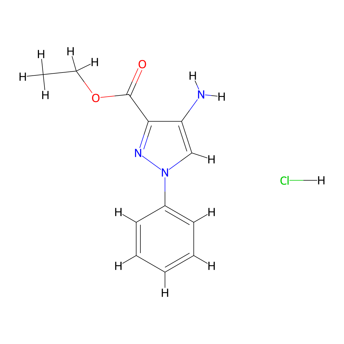 Ethyl 4-amino-1-phenylpyrazole-3-carboxylate;hydrochloride molecular structure, CAS 2706485-84-7