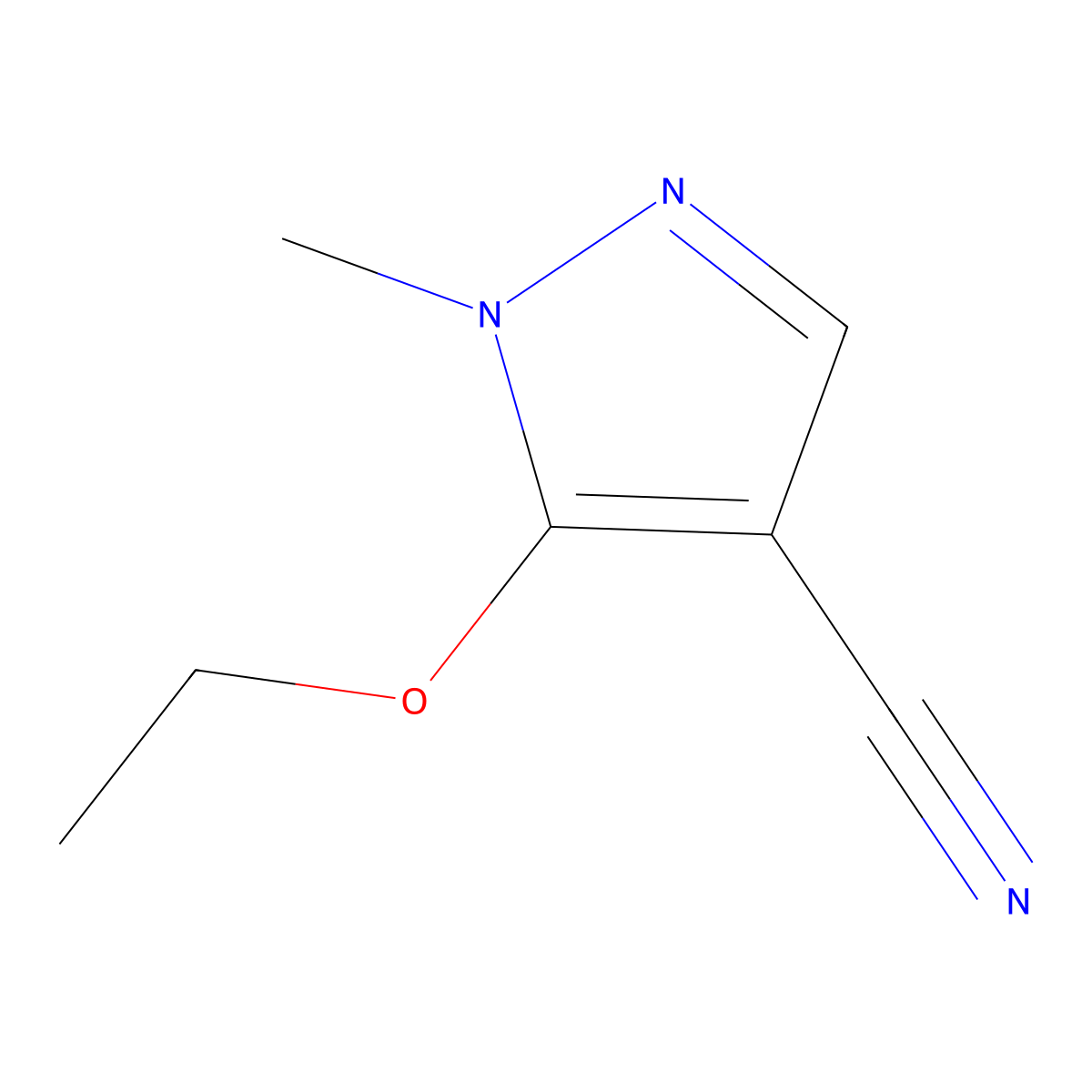 5-ethoxy-1-methyl-1H-pyrazole-4-carbonitrile molecular structure, CAS 2706532-70-7