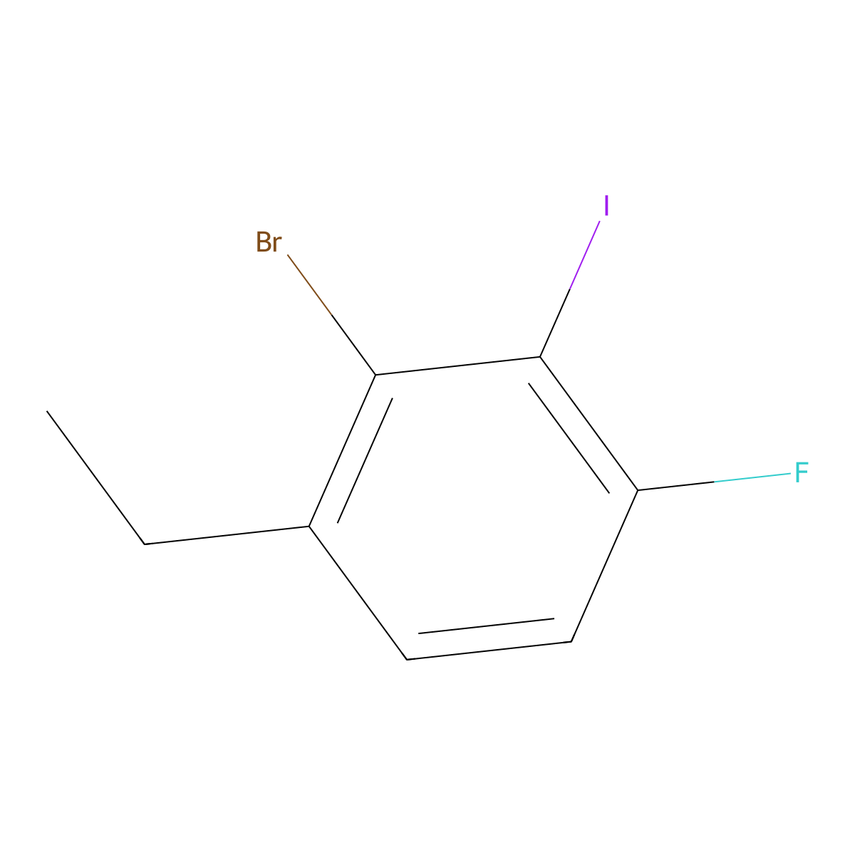 2-Bromo-1-ethyl-4-fluoro-3-iodobenzene molecular structure, CAS 2706783-91-5