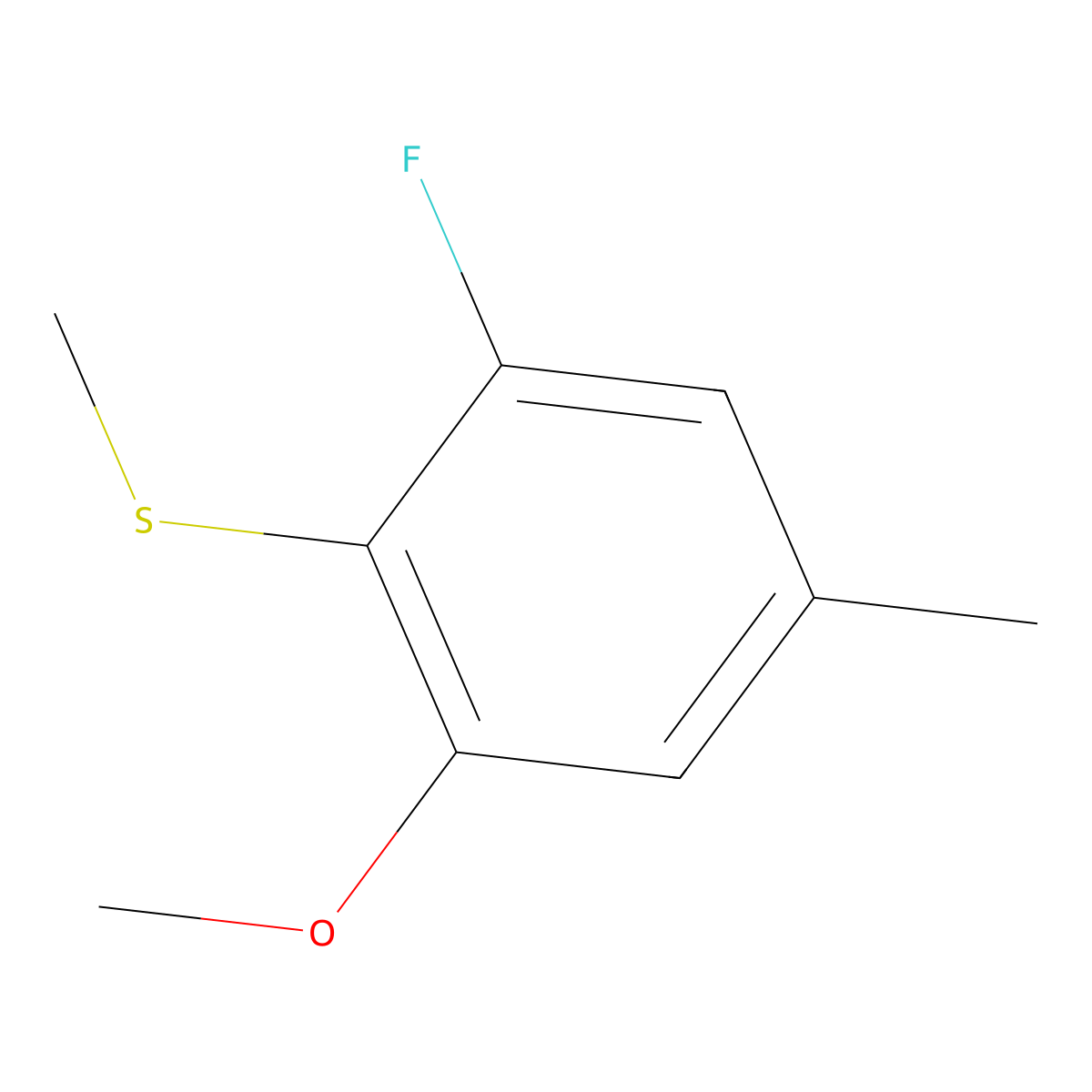 (2-Fluoro-6-methoxy-4-methylphenyl)(methyl)sulfane molecular structure, CAS 2706784-56-5