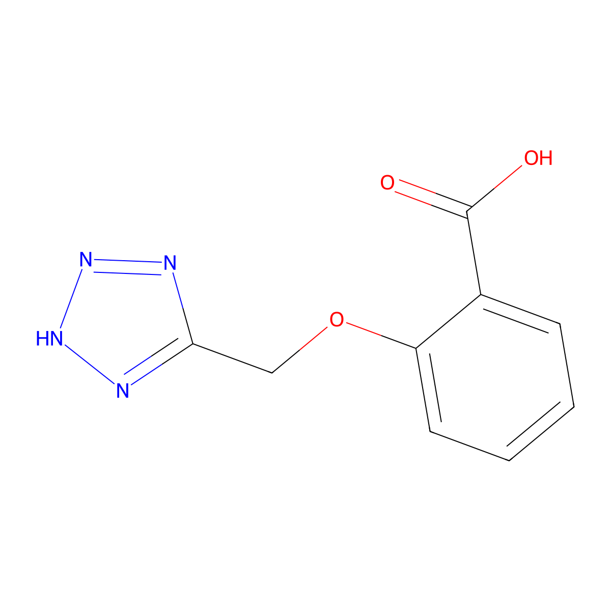 2-((1H-tetrazol-5-yl)methoxy)benzoic acid molecular structure, CAS 27068-79-7
