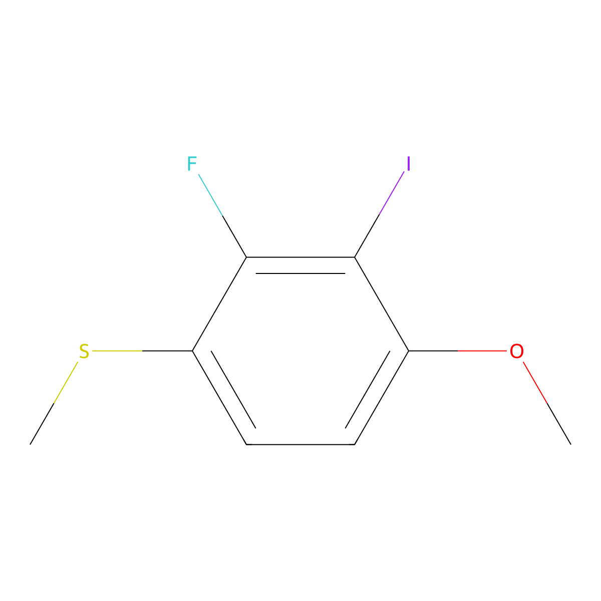 (2-Fluoro-3-iodo-4-methoxyphenyl)(methyl)sulfane molecular structure, CAS 2706836-95-3