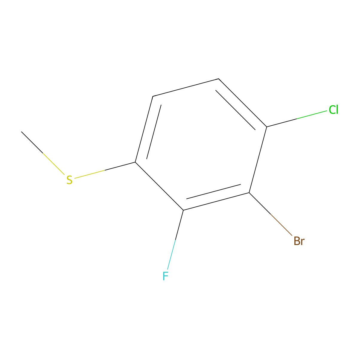 (3-Bromo-4-chloro-2-fluorophenyl)(methyl)sulfane molecular structure, CAS 2706908-37-2
