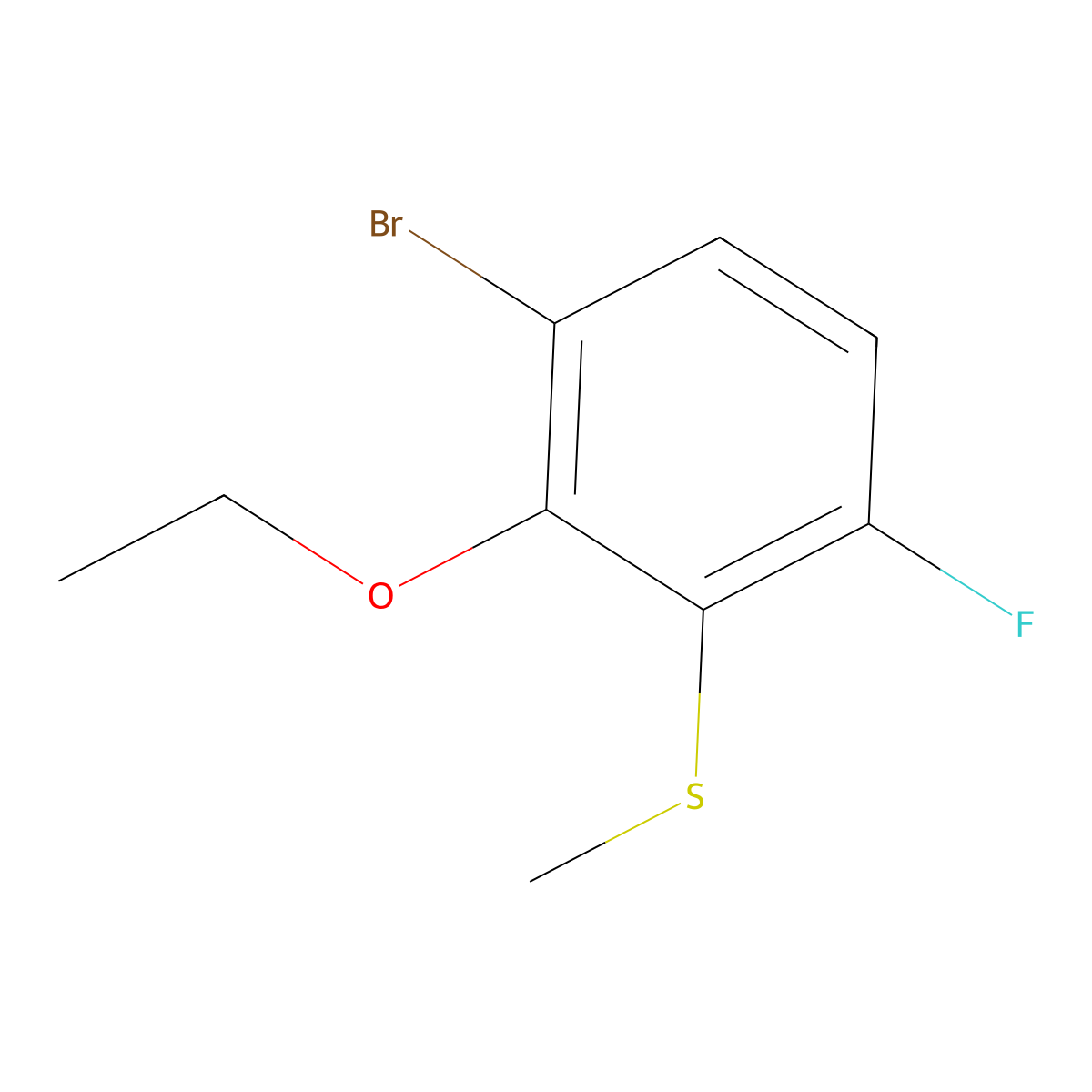 (3-Bromo-2-ethoxy-6-fluorophenyl)(methyl)sulfane molecular structure, CAS 2706995-14-2