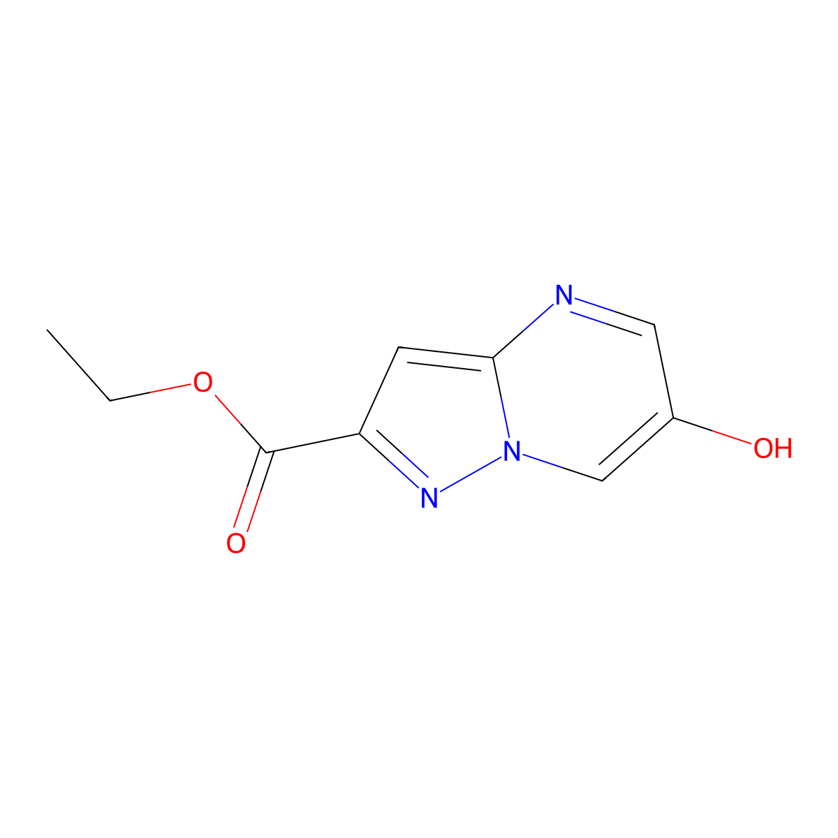 Ethyl 6-hydroxypyrazolo(1,5-a)pyrimidine-2-carboxylate molecular structure, CAS 2707035-04-7