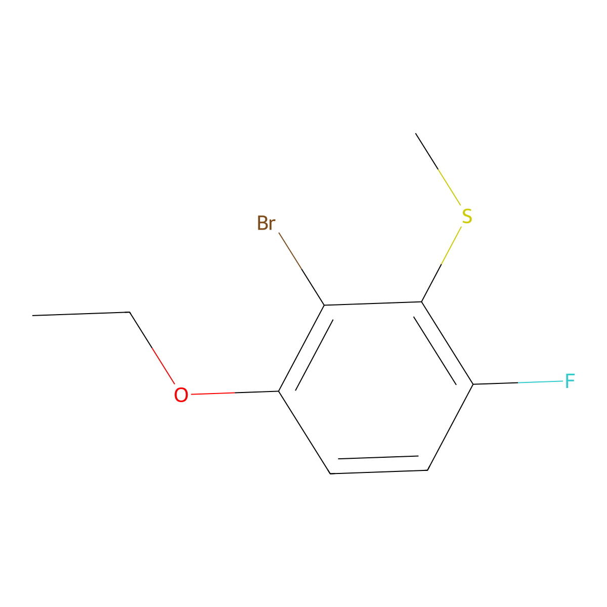 (2-Bromo-3-ethoxy-6-fluorophenyl)(methyl)sulfane molecular structure, CAS 2707036-72-2