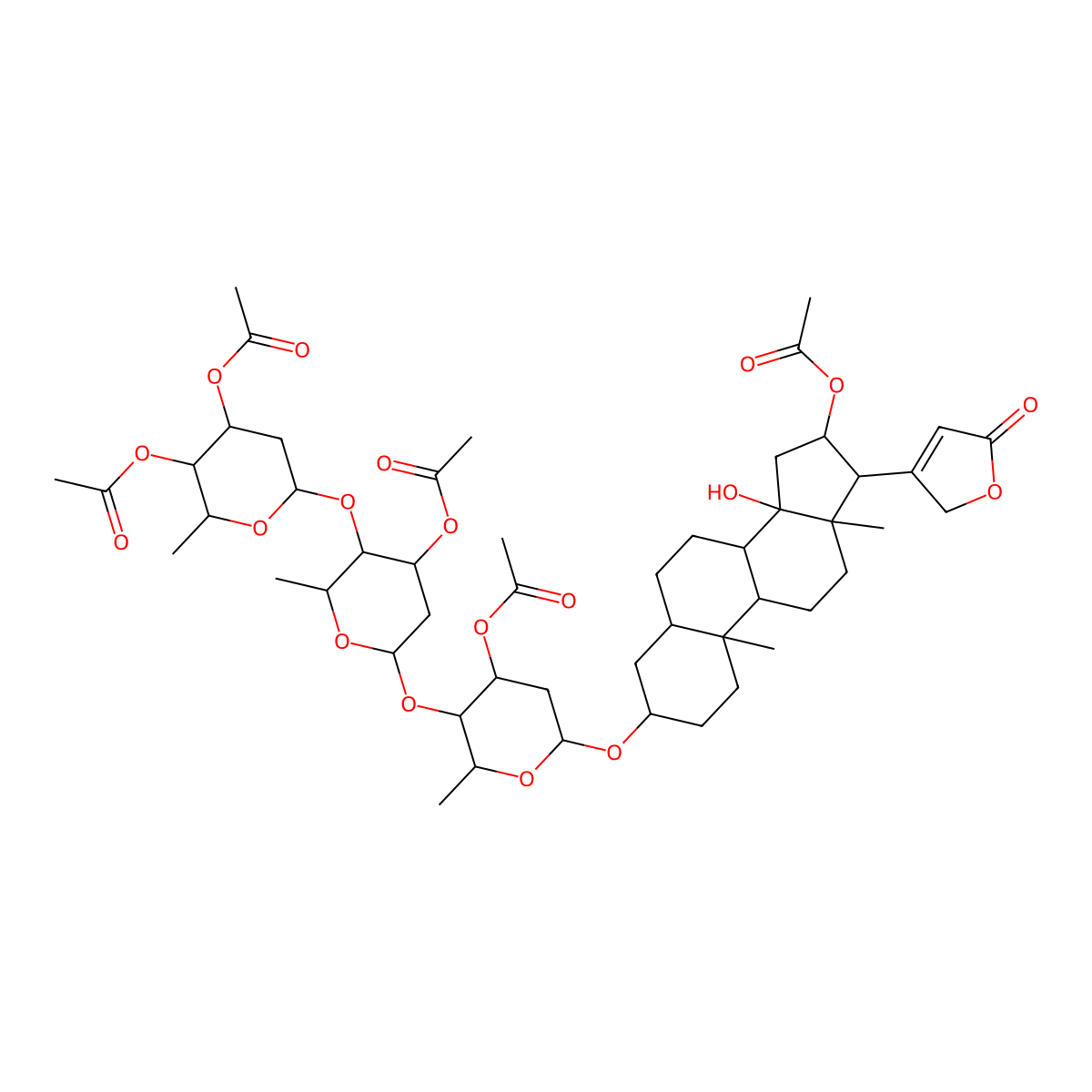[3-[4-acetyloxy-5-(4,5-diacetyloxy-6-methyloxan-2-yl)oxy-6-methyloxan-2-yl]oxy-6-[[16-acetyloxy-14-hydroxy-10,13-dimethyl-17-(5-oxo-2H-furan-3-yl)-1,2,3,4,5,6,7,8,9,11,12,15,16,17-tetradecahydrocyclopenta[a]phenanthren-3-yl]oxy]-2-methyloxan-4-yl] acetate molecular structure, CAS 27071-80-3