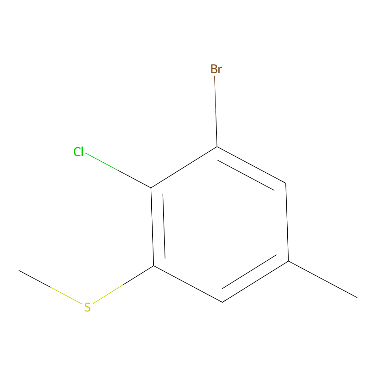 (3-Bromo-2-chloro-5-methylphenyl)(methyl)sulfane molecular structure, CAS 2707121-45-5