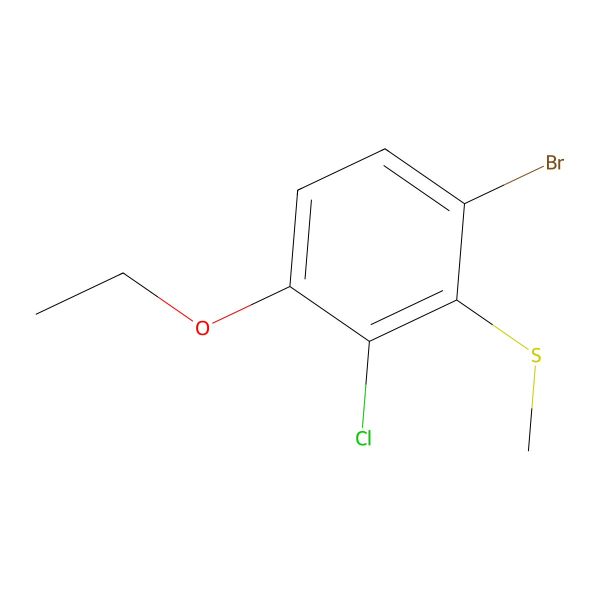 (6-Bromo-2-chloro-3-ethoxyphenyl)(methyl)sulfane molecular structure, CAS 2707158-57-2