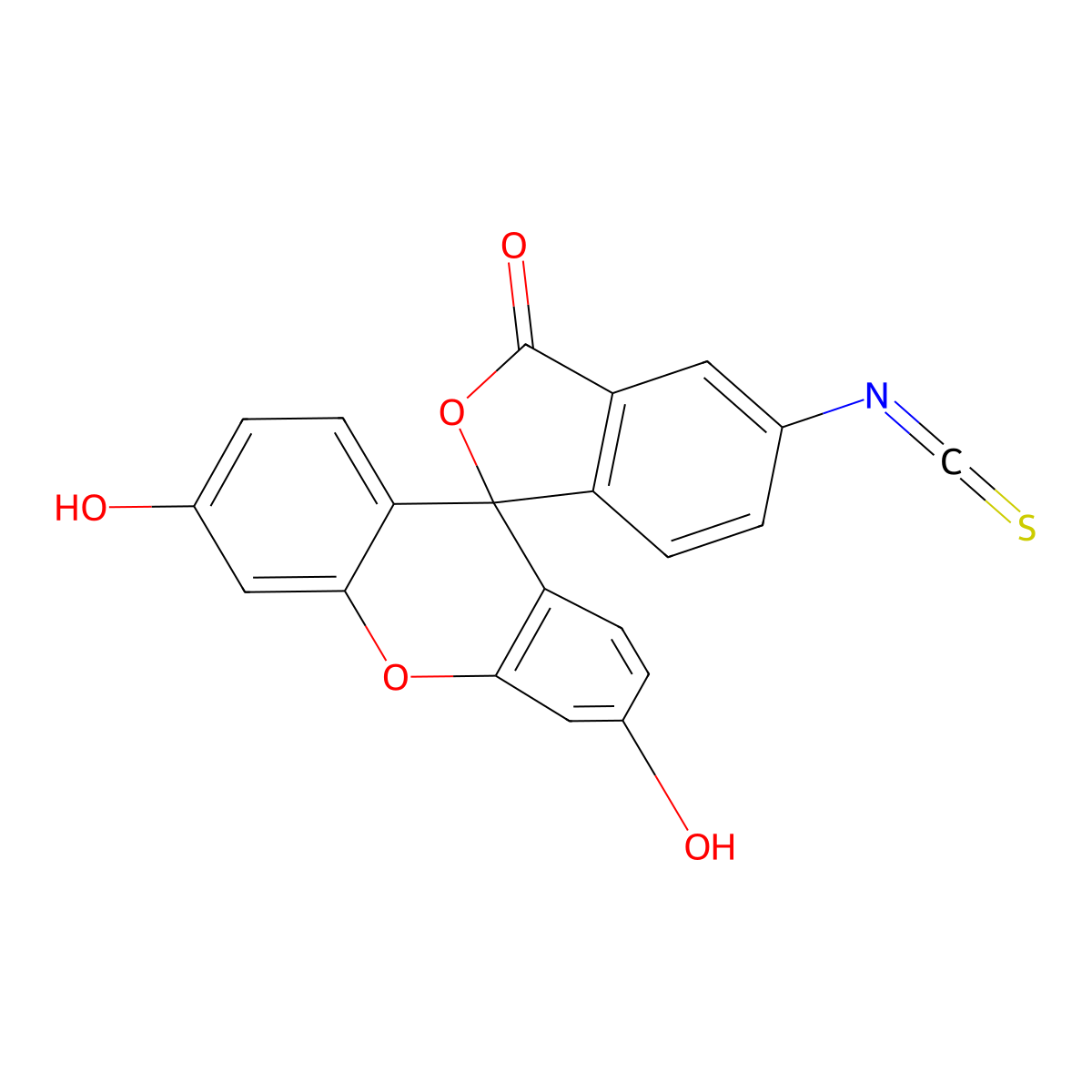 Fluorescein 5-isothiocyanate molecular structure, CAS 27072-45-3