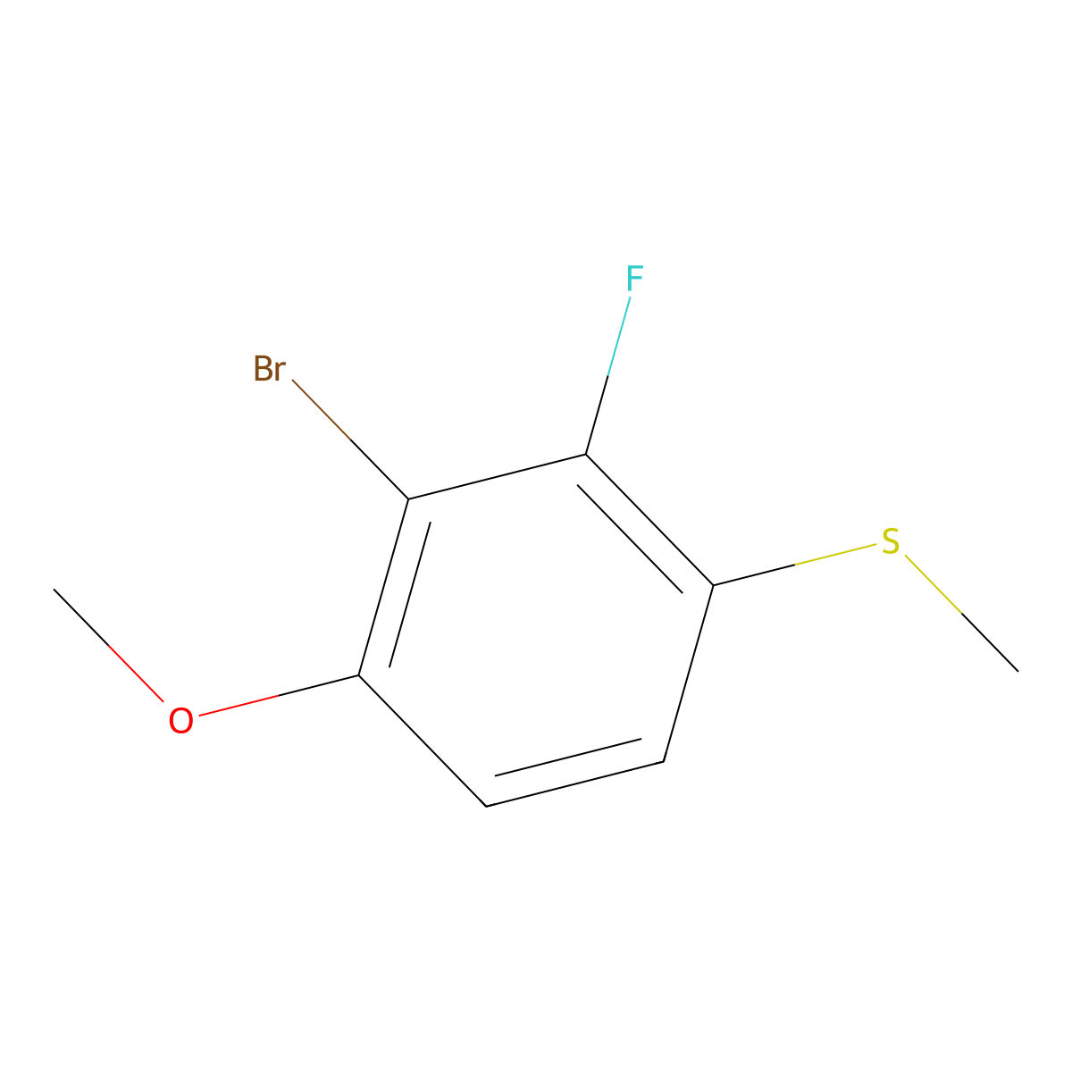 (3-Bromo-2-fluoro-4-methoxyphenyl)(methyl)sulfane molecular structure, CAS 2707322-88-9