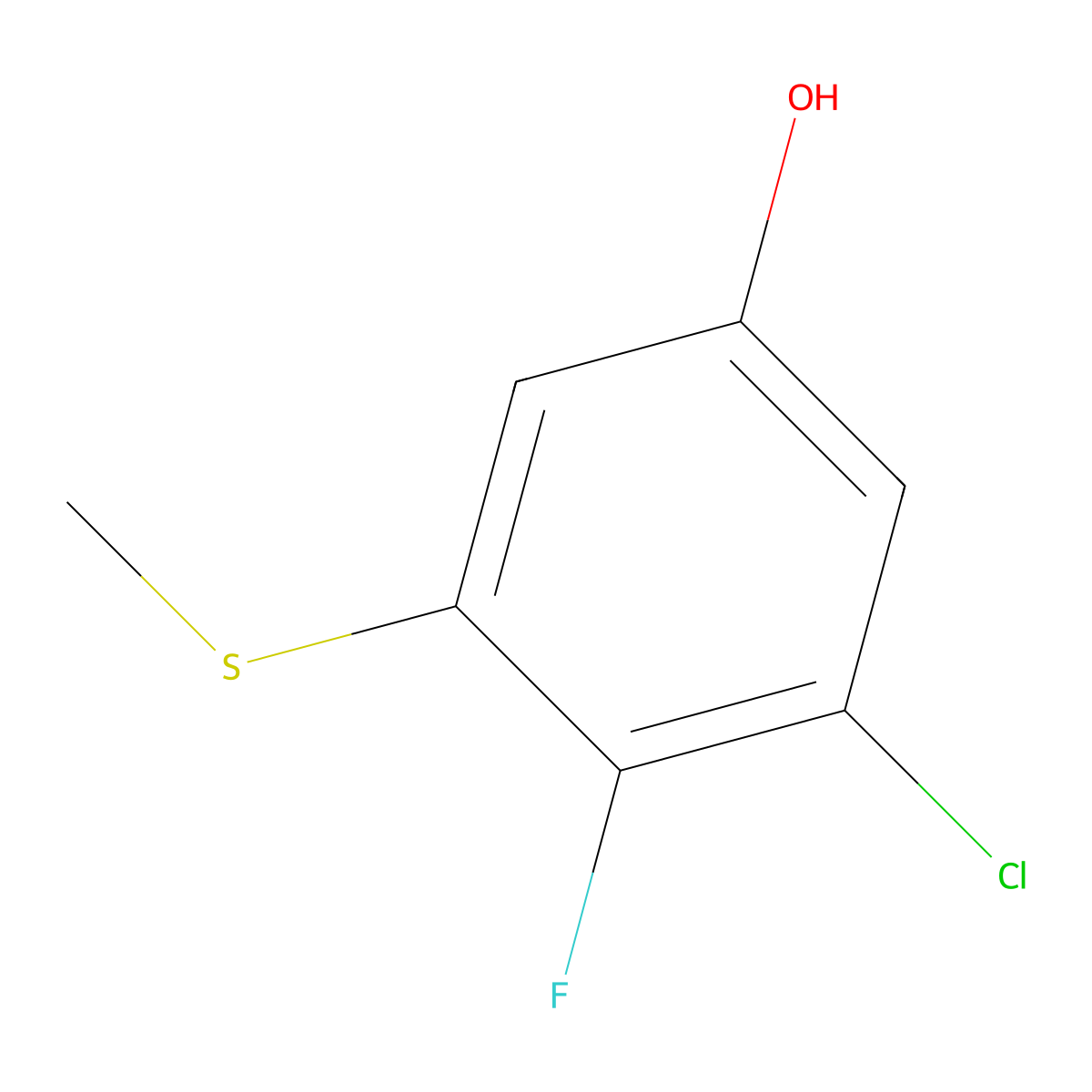 3-Chloro-4-fluoro-5-(methylthio)phenol molecular structure, CAS 2707340-52-9