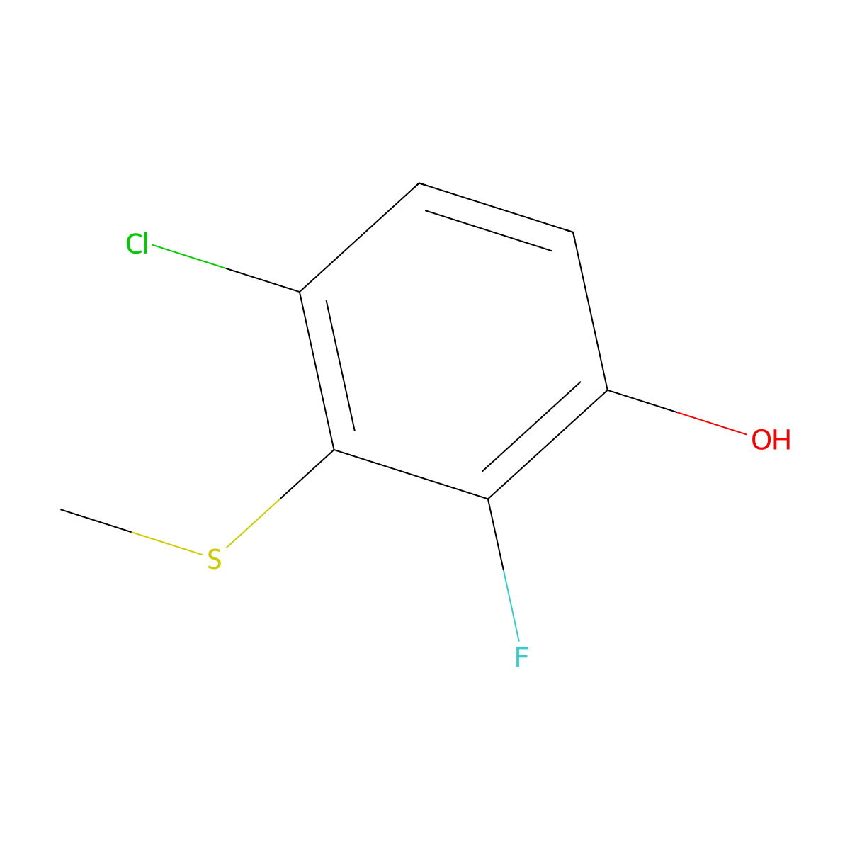 4-Chloro-2-fluoro-3-(methylthio)phenol molecular structure, CAS 2707341-04-4