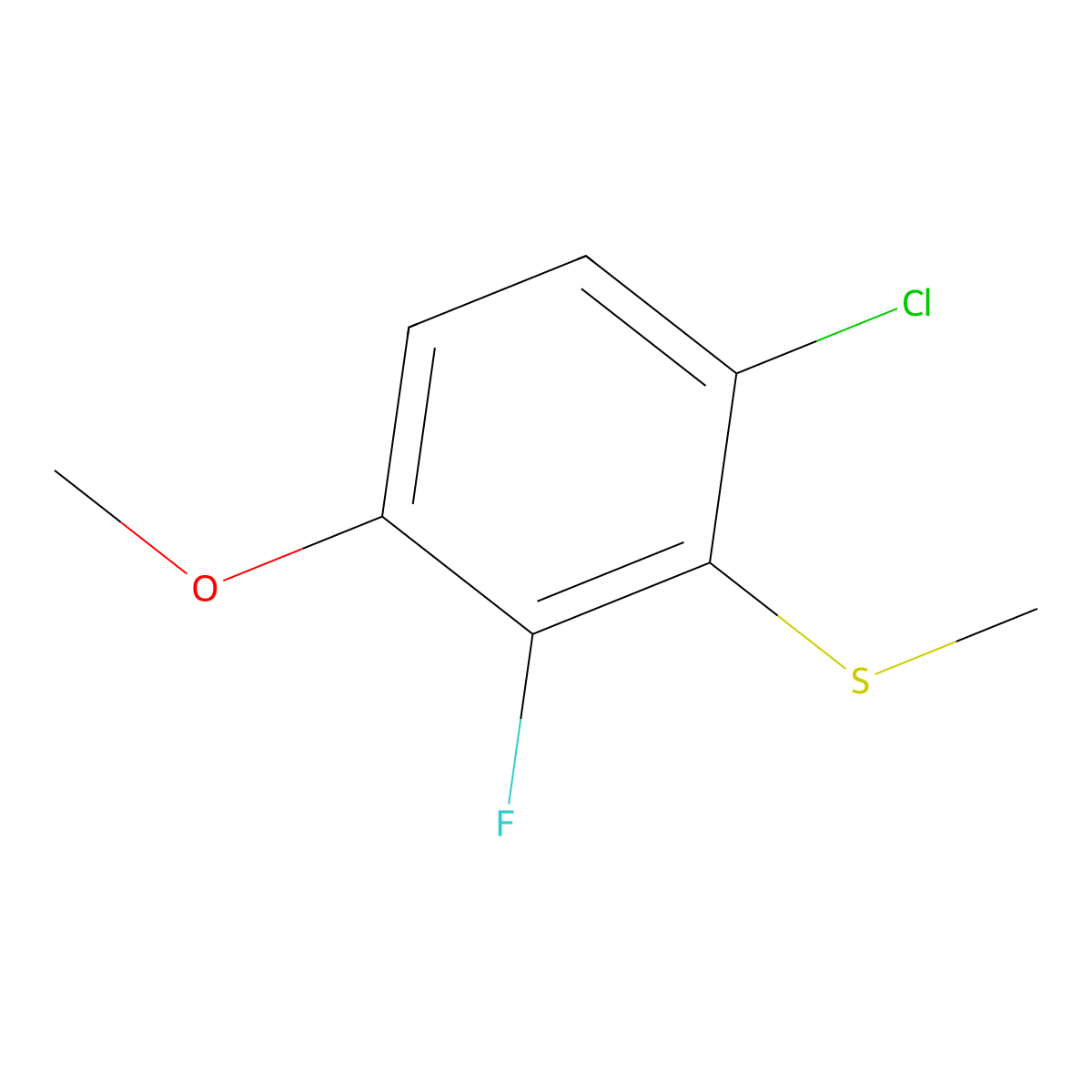 (6-Chloro-2-fluoro-3-methoxyphenyl)(methyl)sulfane molecular structure, CAS 2707341-12-4