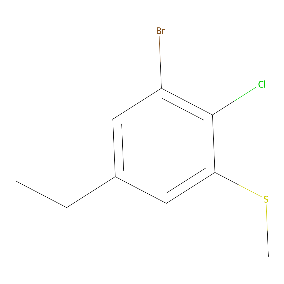 (3-Bromo-2-chloro-5-ethylphenyl)(methyl)sulfane molecular structure, CAS 2707368-81-6