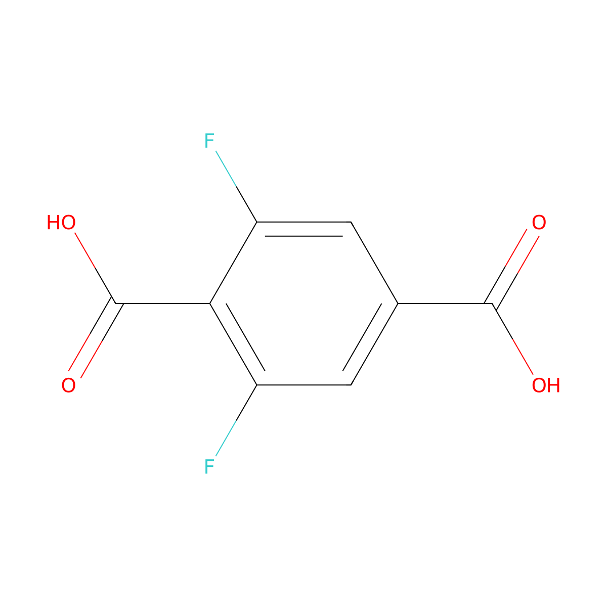 2,6-Difluorobenzene-1,4-dicarboxylic acid molecular structure, CAS 27074-10-8