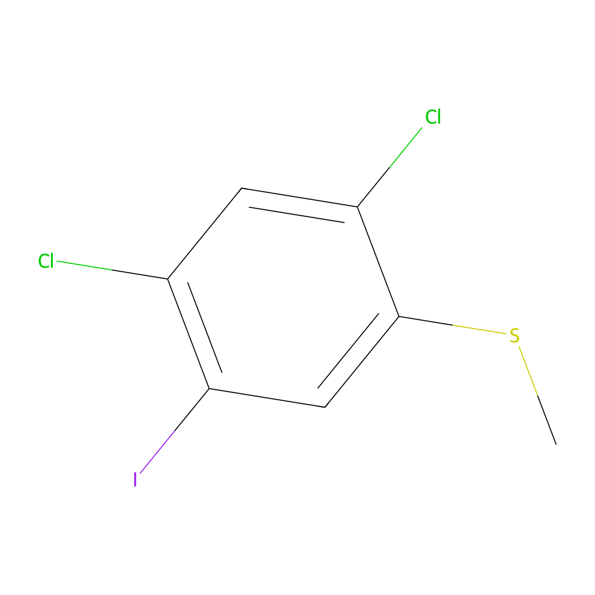 (2,4-Dichloro-5-iodophenyl)(methyl)sulfane molecular structure, CAS 2707564-21-2