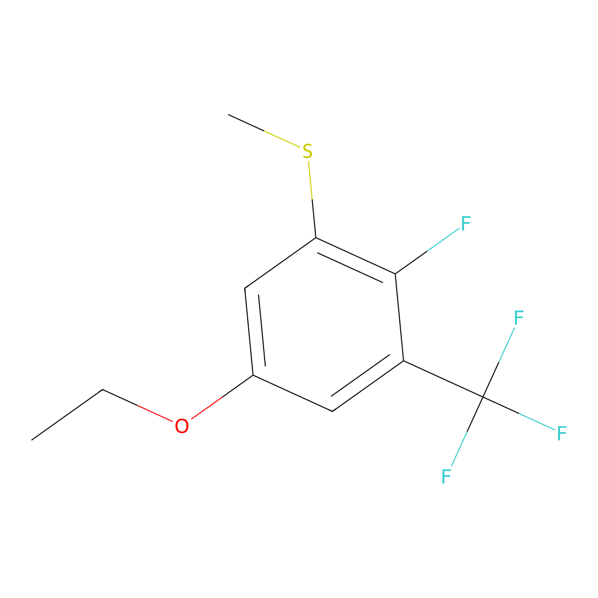 (5-Ethoxy-2-fluoro-3-(trifluoromethyl)phenyl)(methyl)sulfane molecular structure, CAS 2707609-65-0