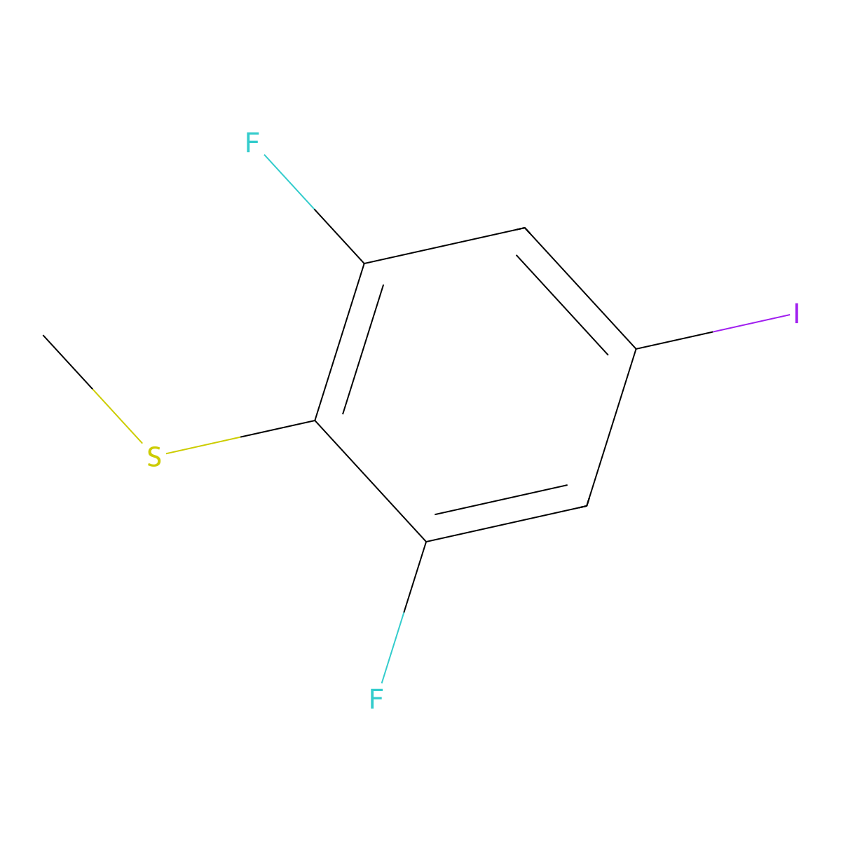 (2,6-Difluoro-4-iodophenyl)(methyl)sulfane molecular structure, CAS 2707649-08-7