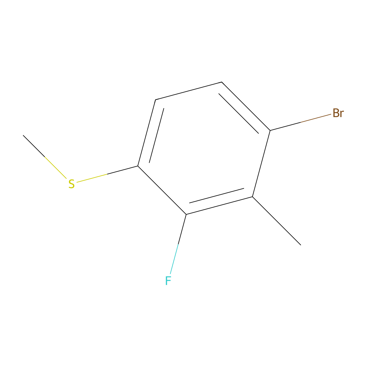 (4-Bromo-2-fluoro-3-methylphenyl)(methyl)sulfane molecular structure, CAS 2707664-33-1