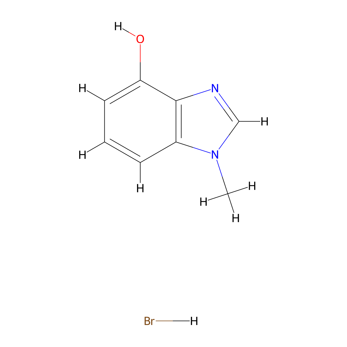 1-methyl-1H-1,3-benzodiazol-4-ol hydrobromide molecular structure, CAS 27077-82-3