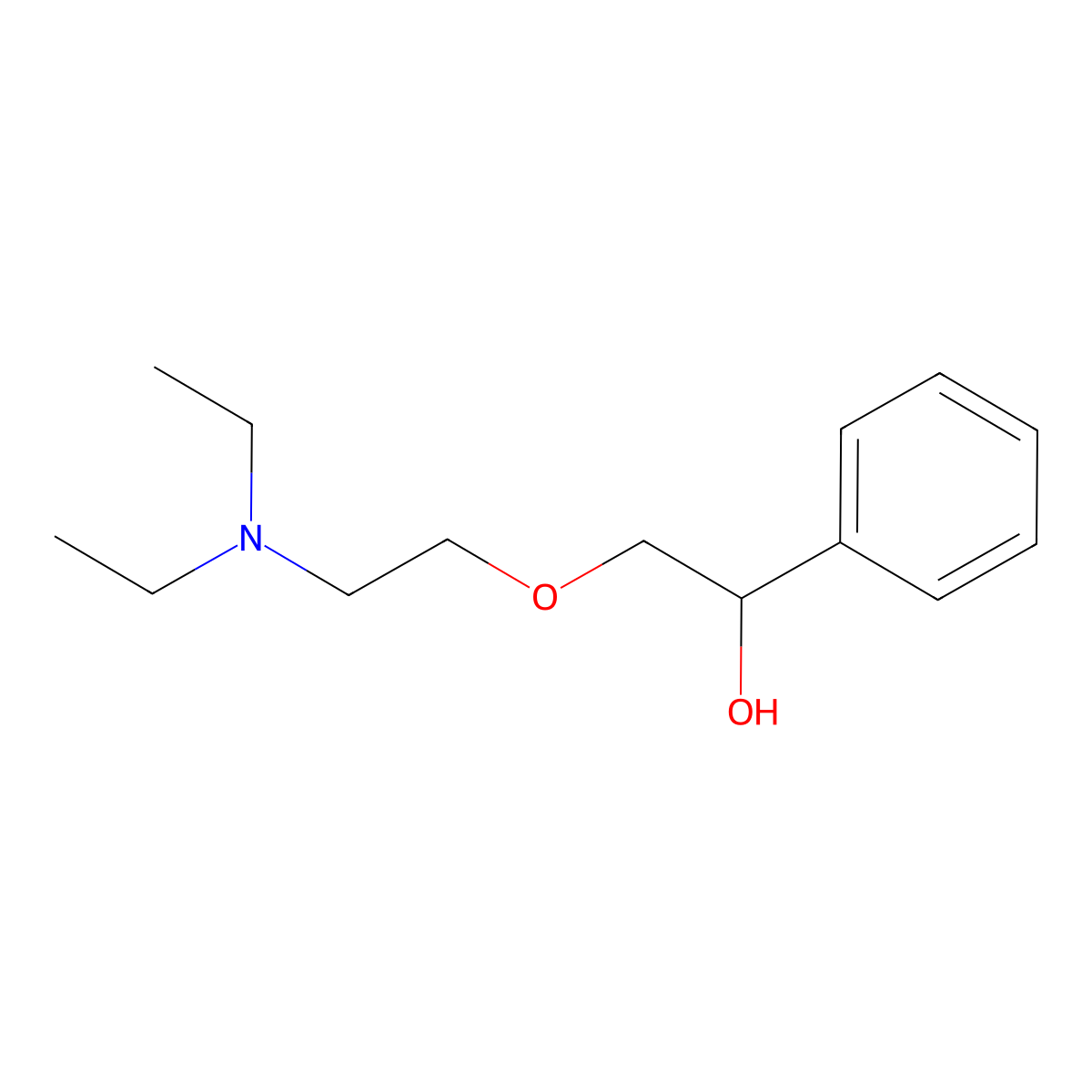 Benzyl alcohol, alpha-((2-(diethylamino)ethoxy)methyl)- molecular structure, CAS 27078-43-9