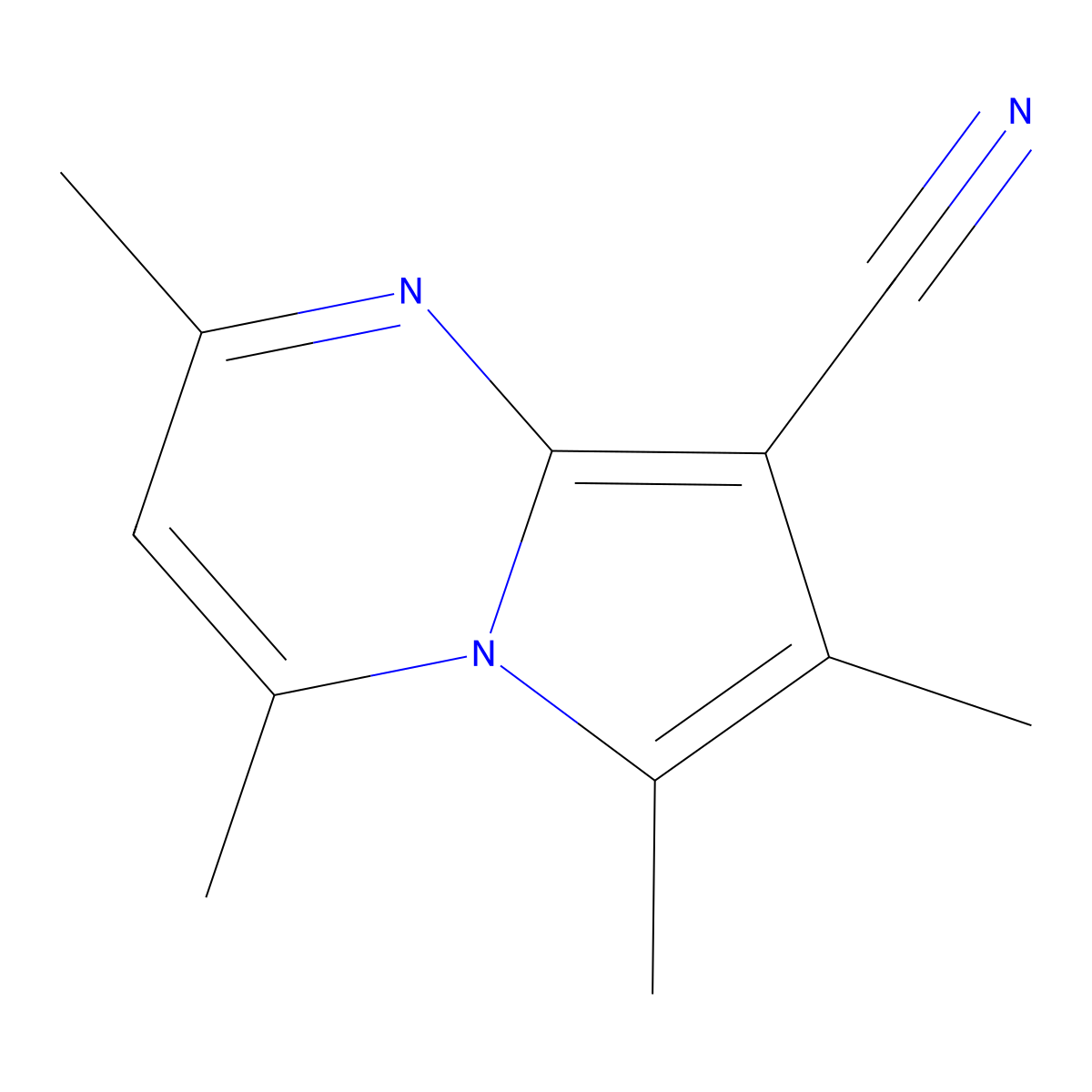 2,4,6,7-Tetramethylpyrrolo[1,2-a]pyrimidine-8-carbonitrile molecular structure, CAS 27078-85-9