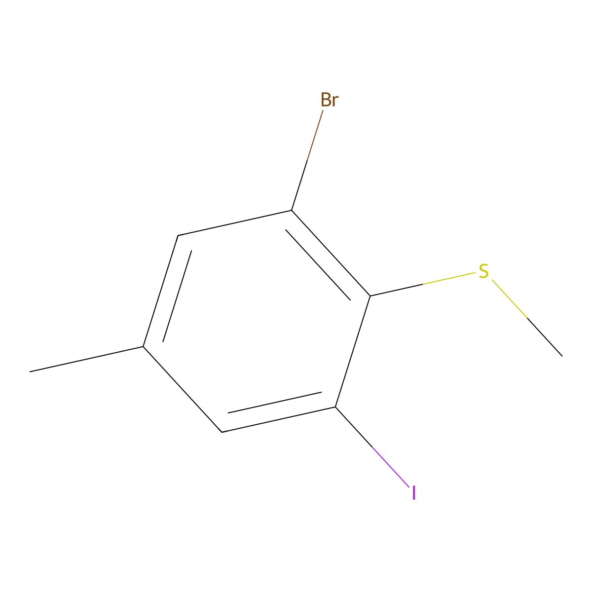 (2-Bromo-6-iodo-4-methylphenyl)(methyl)sulfane molecular structure, CAS 2707848-60-8