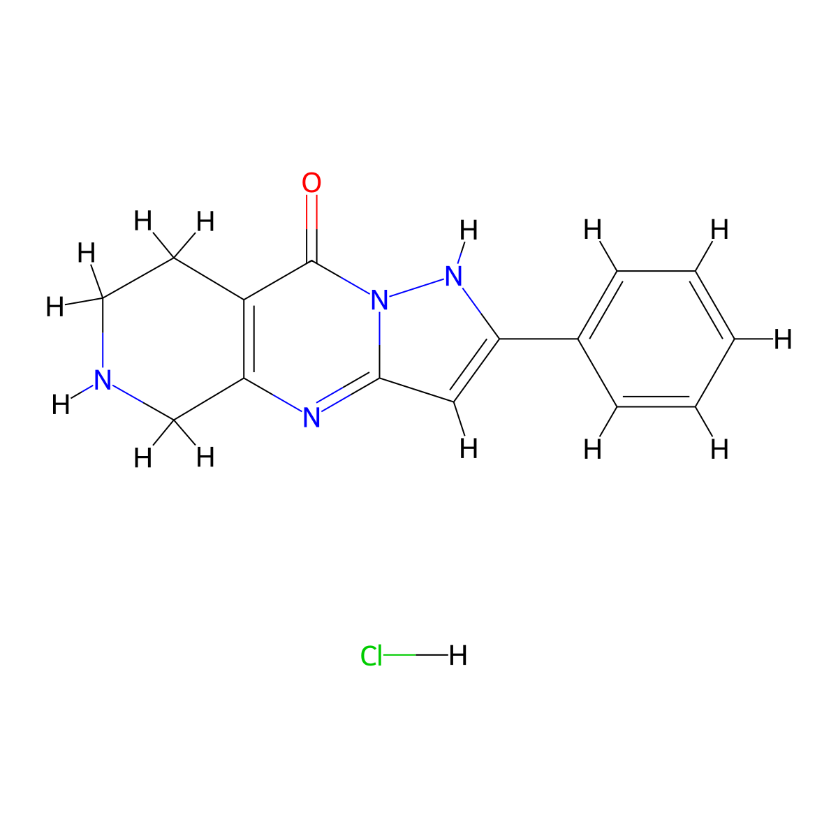 2-Phenyl-5,6,7,8-tetrahydropyrazolo[1,5-A]pyrido[3,4-D]pyrimidin-9(1H)-one hydrochloride molecular structure, CAS 2707892-66-6