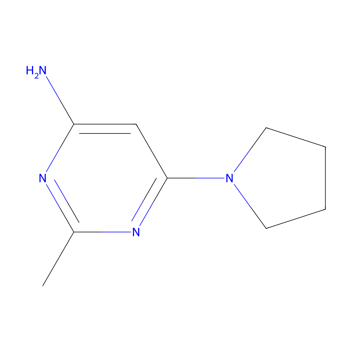2-Methyl-6-(pyrrolidin-1-yl)pyrimidin-4-amine molecular structure, CAS 27079-08-9