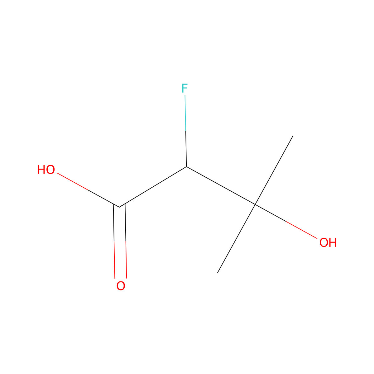 2-Fluoro-3-hydroxy-3-methylbutanoic acid molecular structure, CAS 2708-83-0