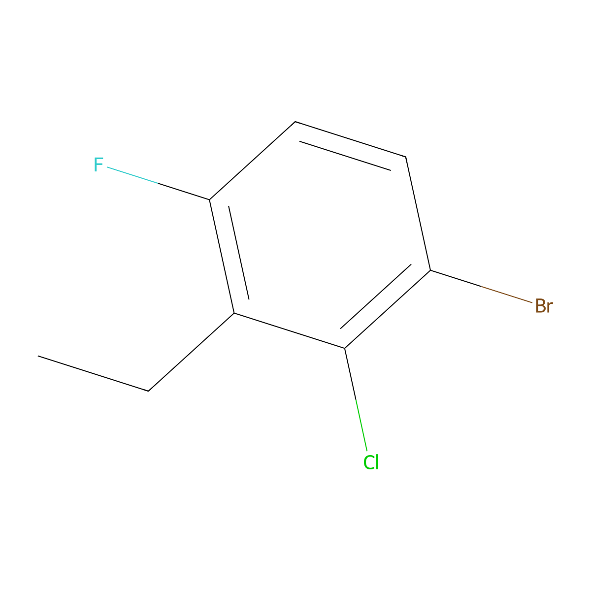 1-Bromo-2-chloro-3-ethyl-4-fluorobenzene molecular structure, CAS 2708022-31-3