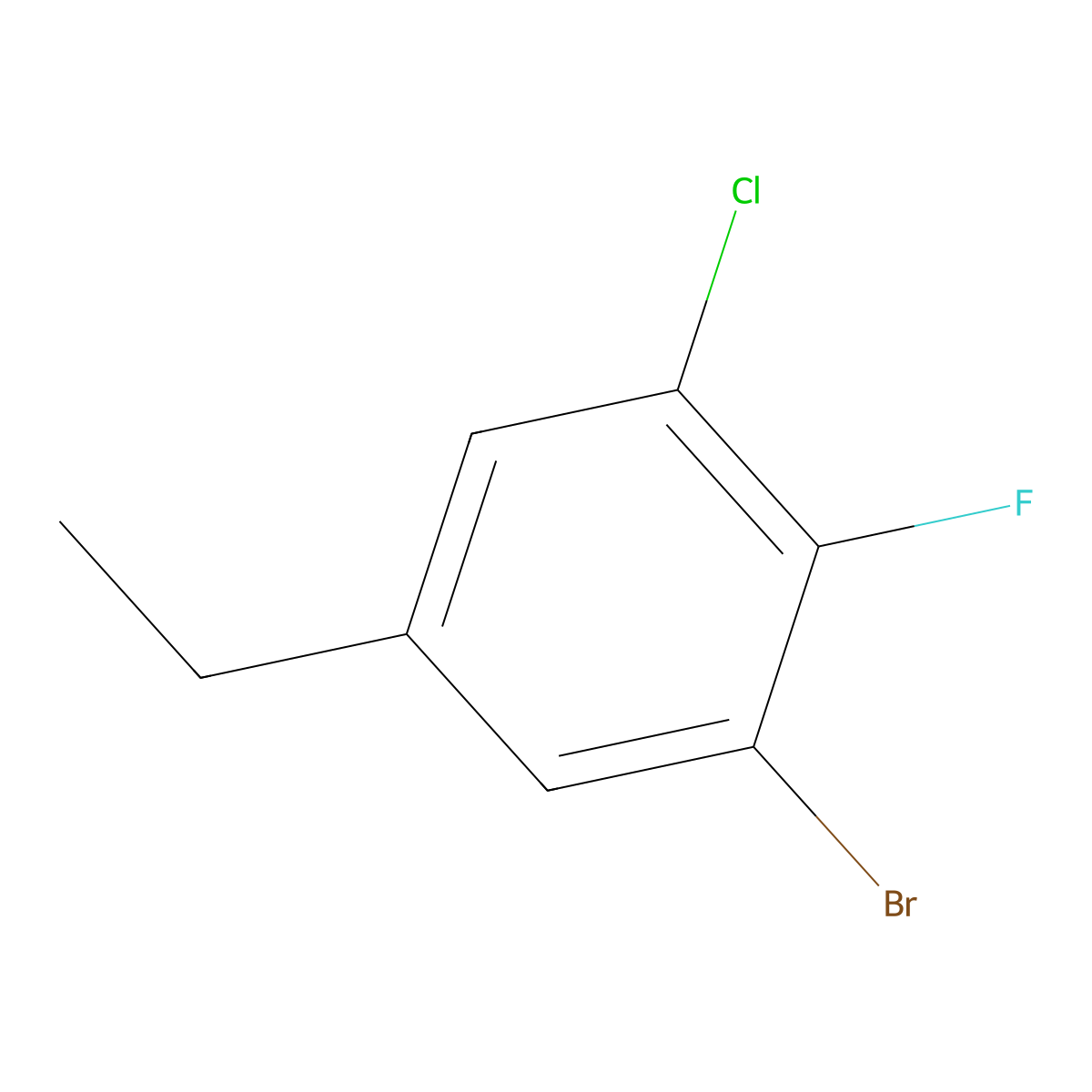 1-Bromo-3-chloro-5-ethyl-2-fluorobenzene molecular structure, CAS 2708023-04-3